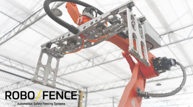 A bracket is supporting cables attached to a robotic arm